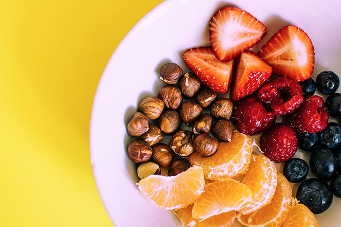 fruits and nuts on a plate